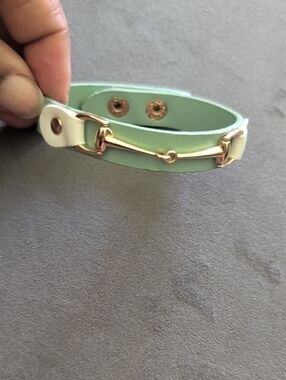 Mint Green Faux Leather Wrap Bracelet with Rose Gold Hardware